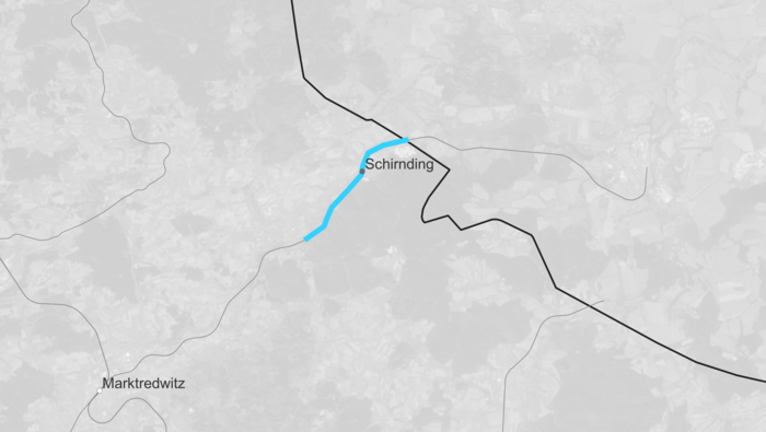 Route map border crossing Czech Republic: Schirnding - Marktredwitz (Copyright: DB InfraGO AG)