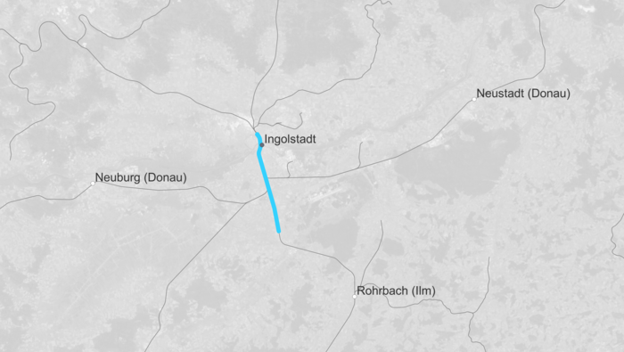 Route map Ingolstadt node (Copyright: DB InfraGO AG)