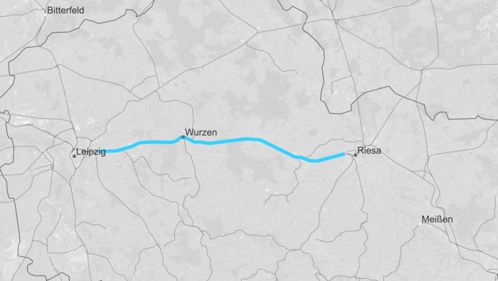 Route map Leipzig – Riesa gap closure (Copyright: DB InfraGO AG)