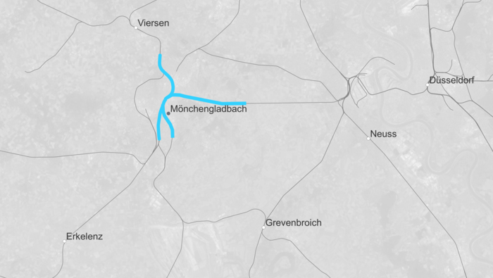 Route map digital interlocking Mönchengladbach (Copyright: DB InfraGO AG)